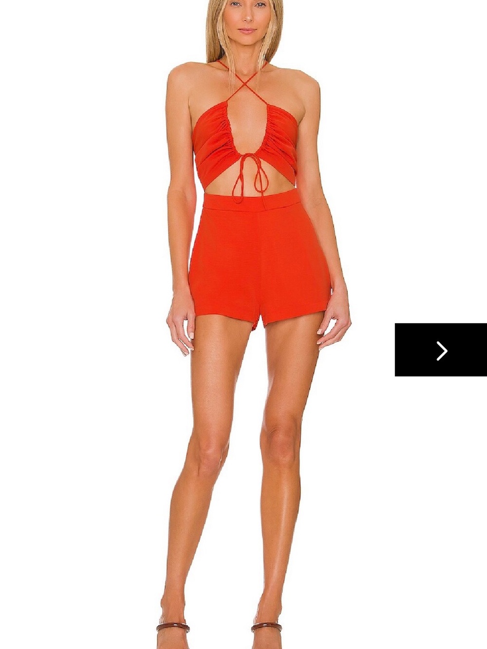 superdown Red Cutout Halter Romper